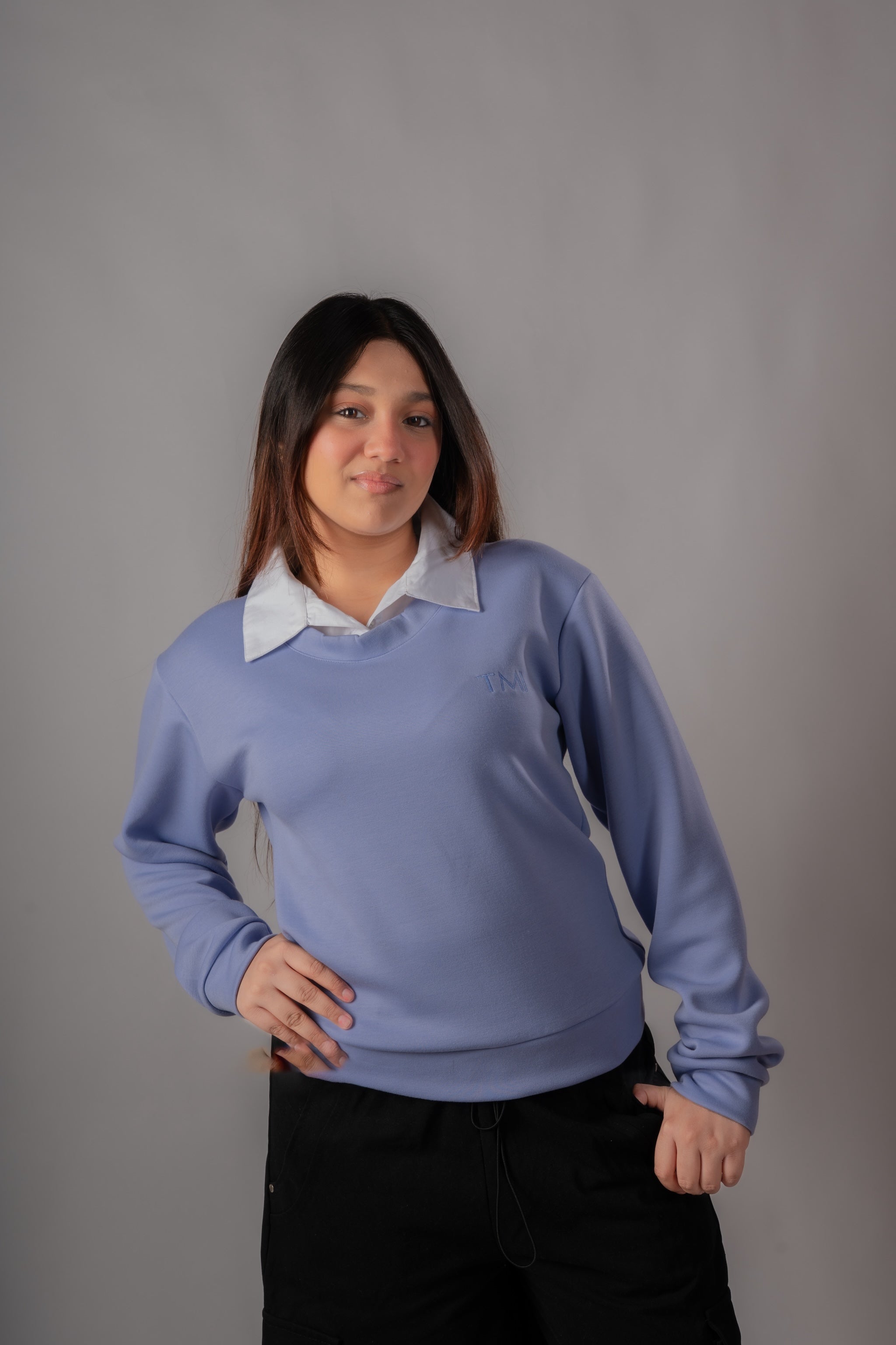 Oversized Collared Sweatshirt | Girls & Women's Cotton Casual Wear