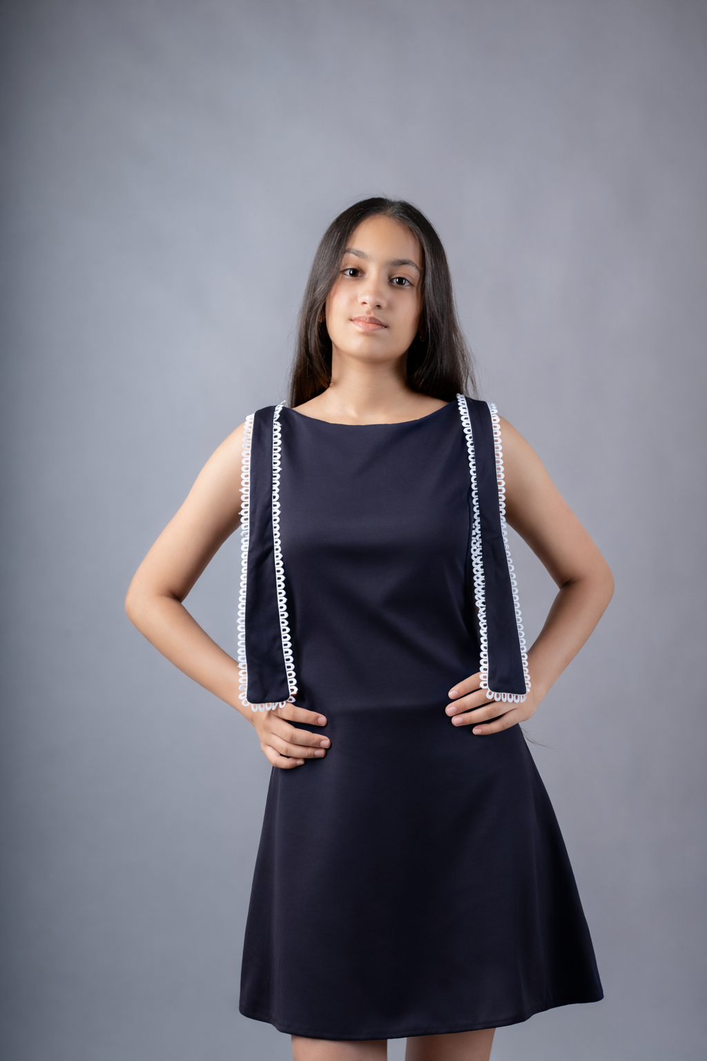 Lace Strap Dress — Mercerised Cotton Dress India for girls ages 10-18